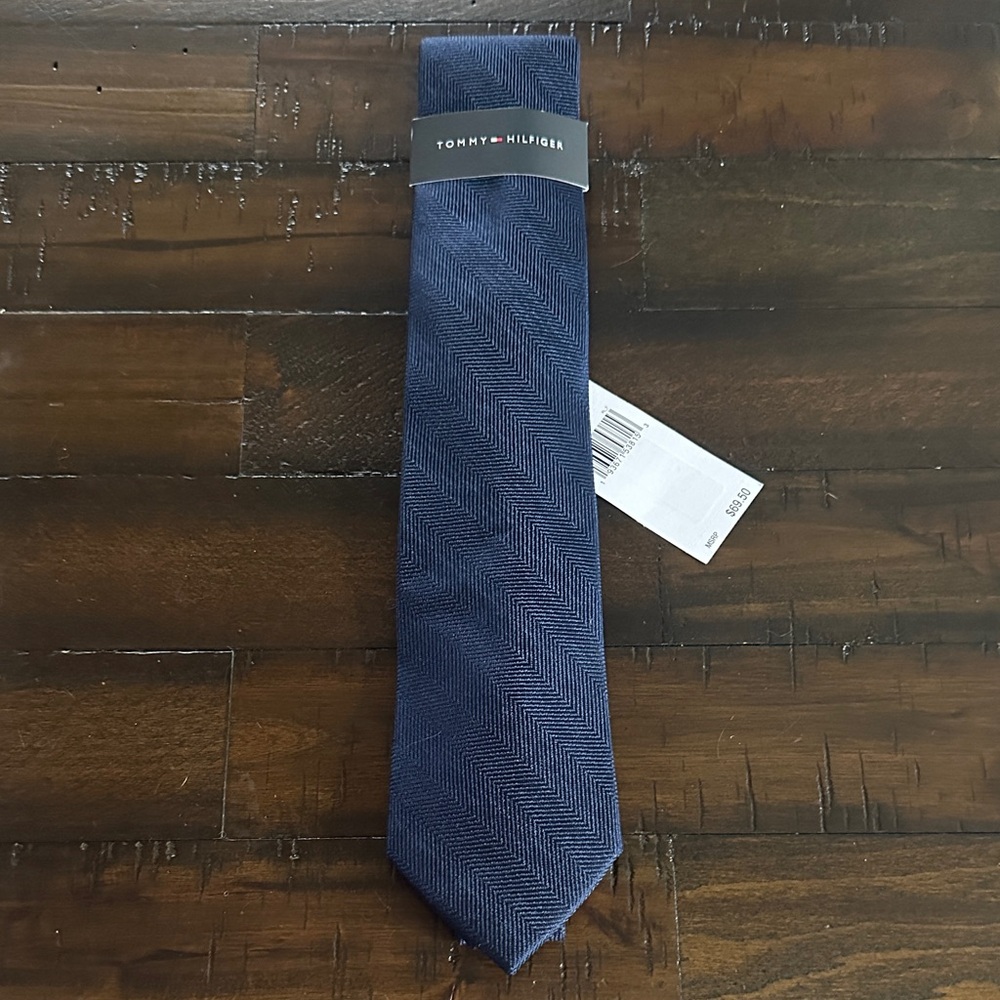 Tommy Hilfiger Navy Herringbone Tie